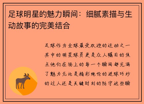 足球明星的魅力瞬间：细腻素描与生动故事的完美结合